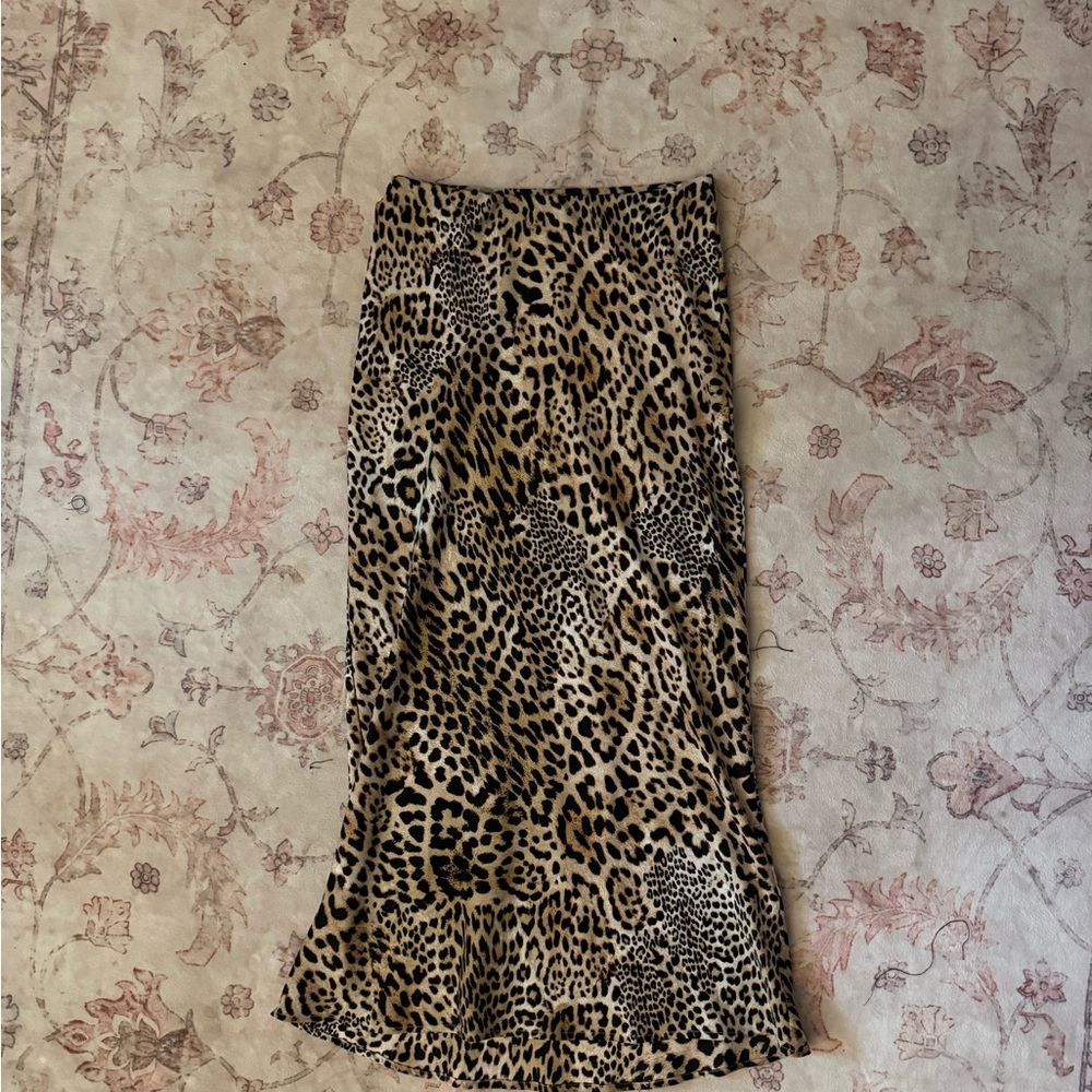 Zara Black and Tan Midi Trumpet Skirt for Night Out